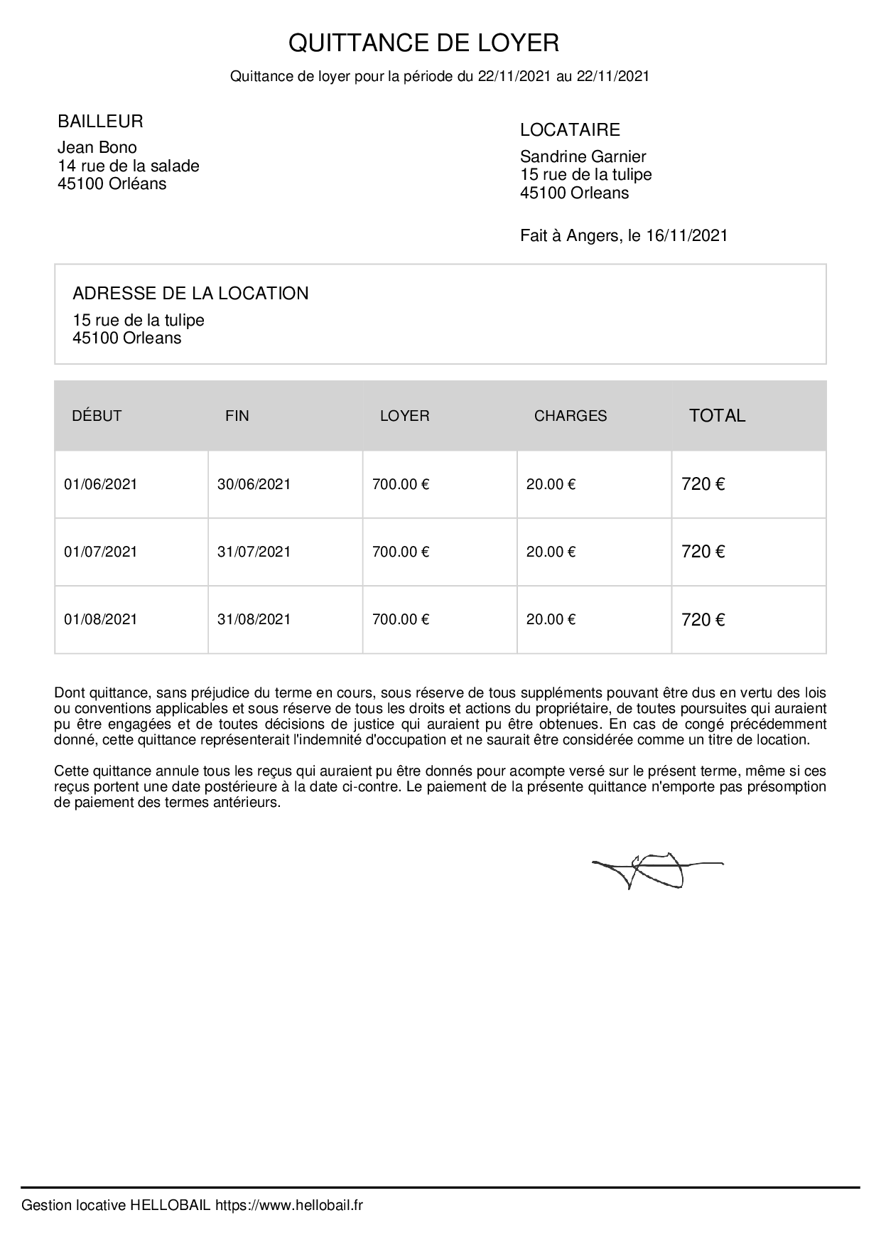 Reçu de paiement partiel de loyer : quittance de loyer avec impayés