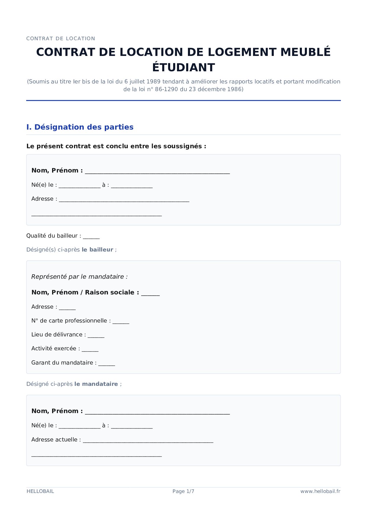 Bail étudiant