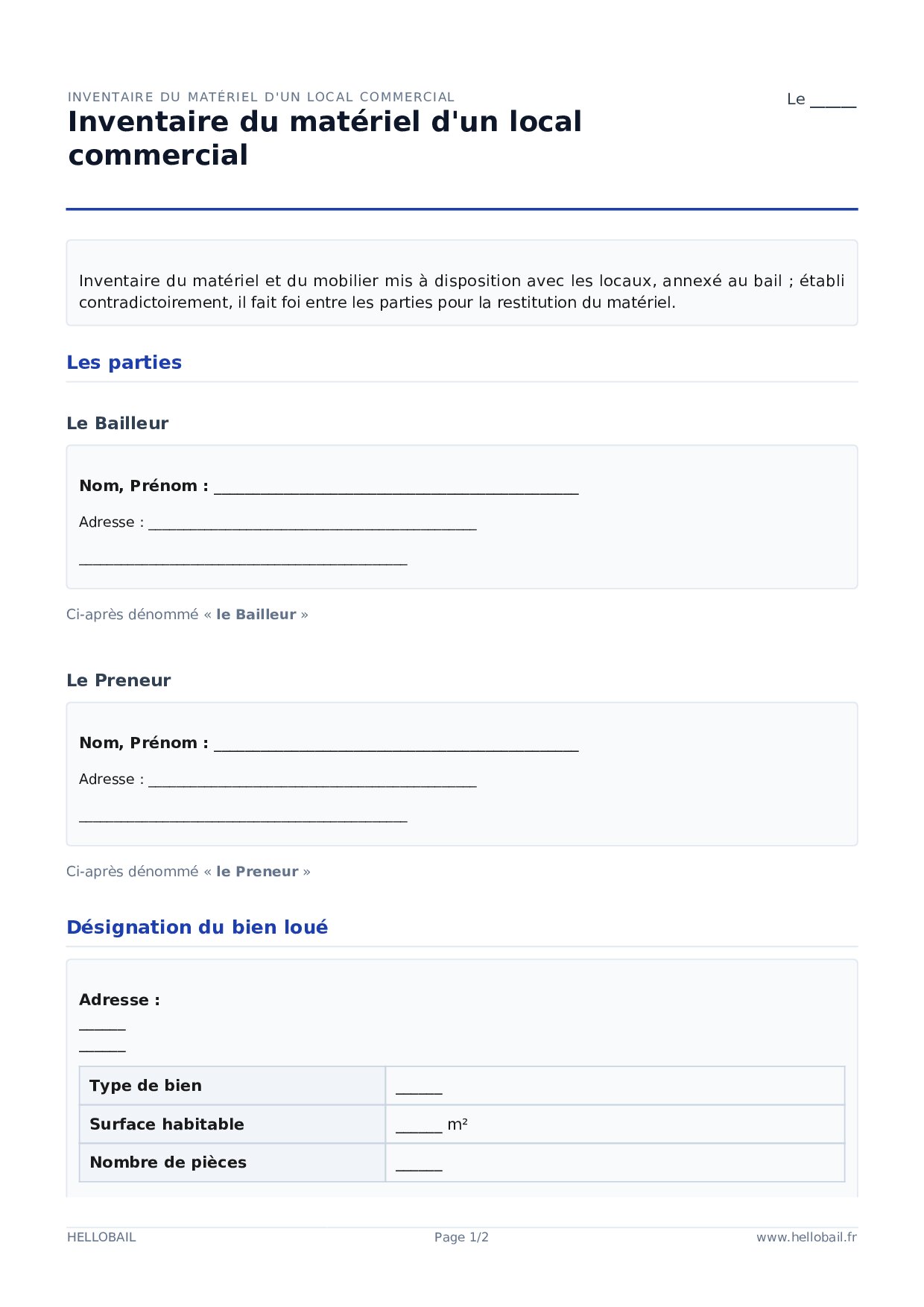 Aperçu du document Inventaire du matériel d'un local commercial